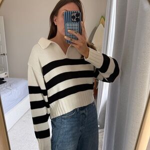 Quince 100% Organic Cropped Cotton Polo Sweater